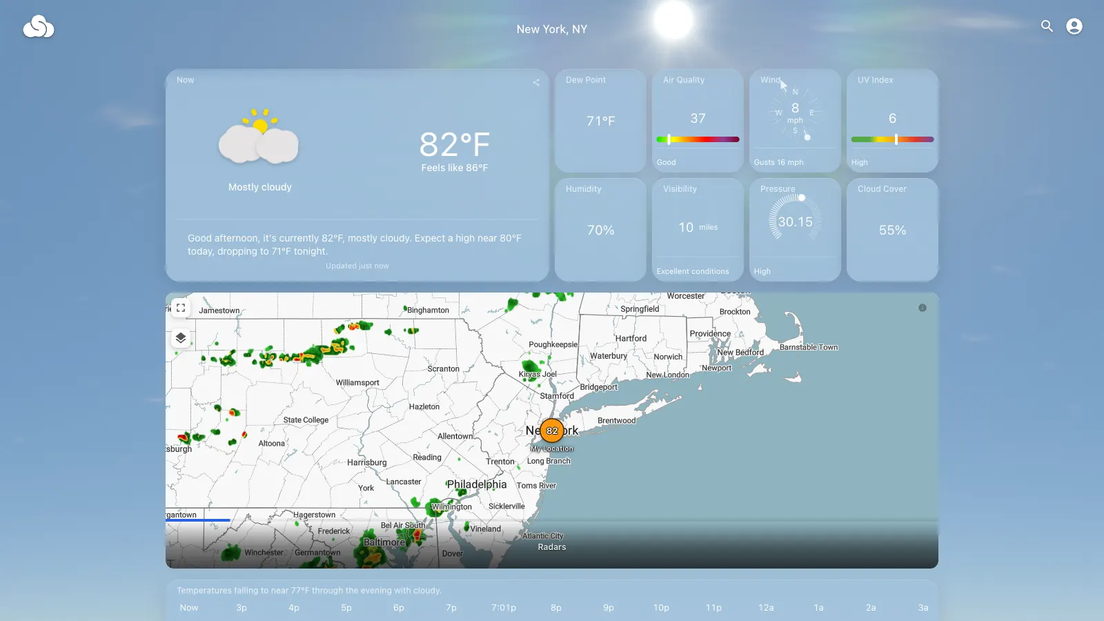 Smarter Weather conditions canvas for New York, NY